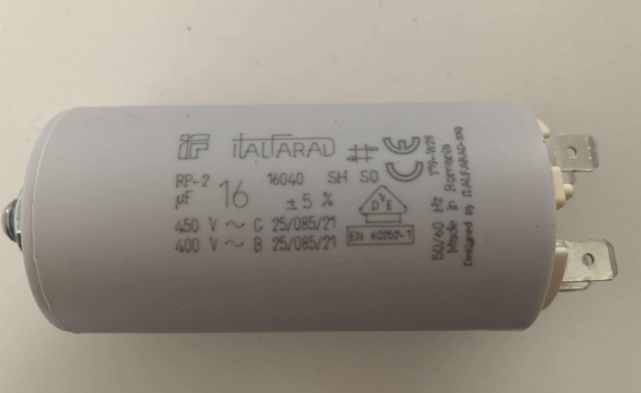 Condensatore Di Avviamento Motore 16µF Microfarad Con Cavo – Universale Per Elettrodomestici