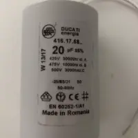 Motor Run Capacitor 20uF Microfarad White Wires 240v-500v pf unipolare