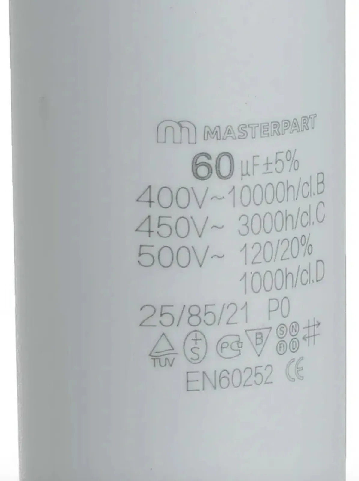 Masterpart Universal Motor Run Capacitor 60uF 60mf AC Tag Spade Connector 240v 400V 500V 3