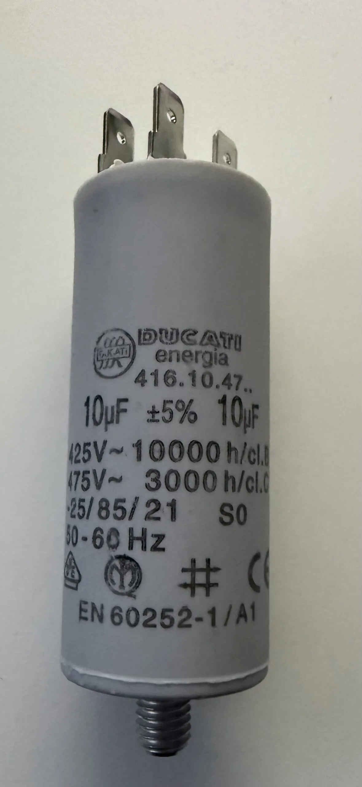 Stuart Turner Capacitor Slim 10uF AC Tag Spade Connector 240v-475v pf